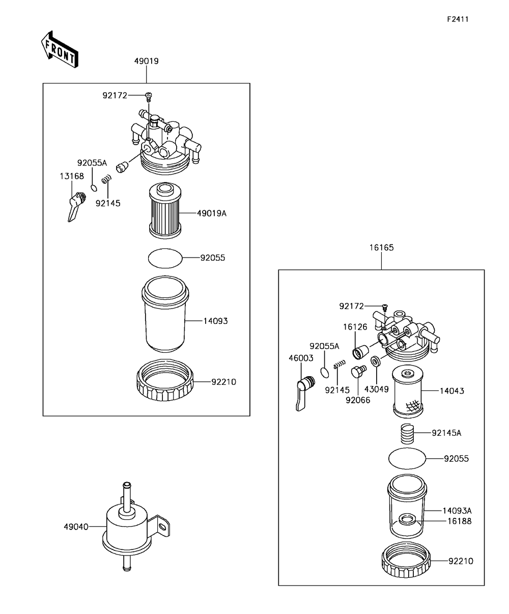 Fuel Filter Diagram and Parts List for KAF1000CHF 2017 Kawasaki Lawn Tractor Accessories