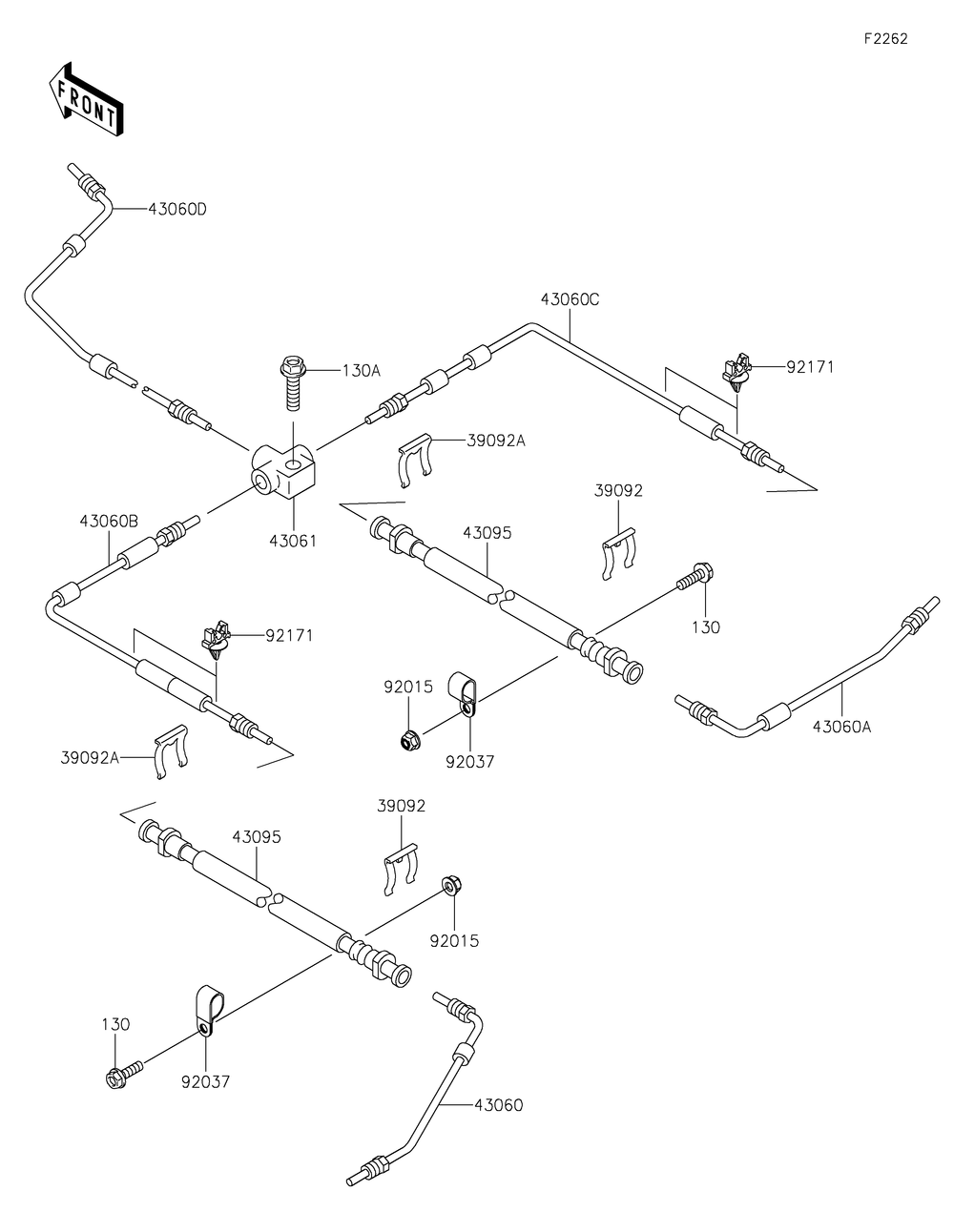 Brake Piping Diagram and Parts List for KAF620MLF 2020 Kawasaki Lawn Tractor Accessories