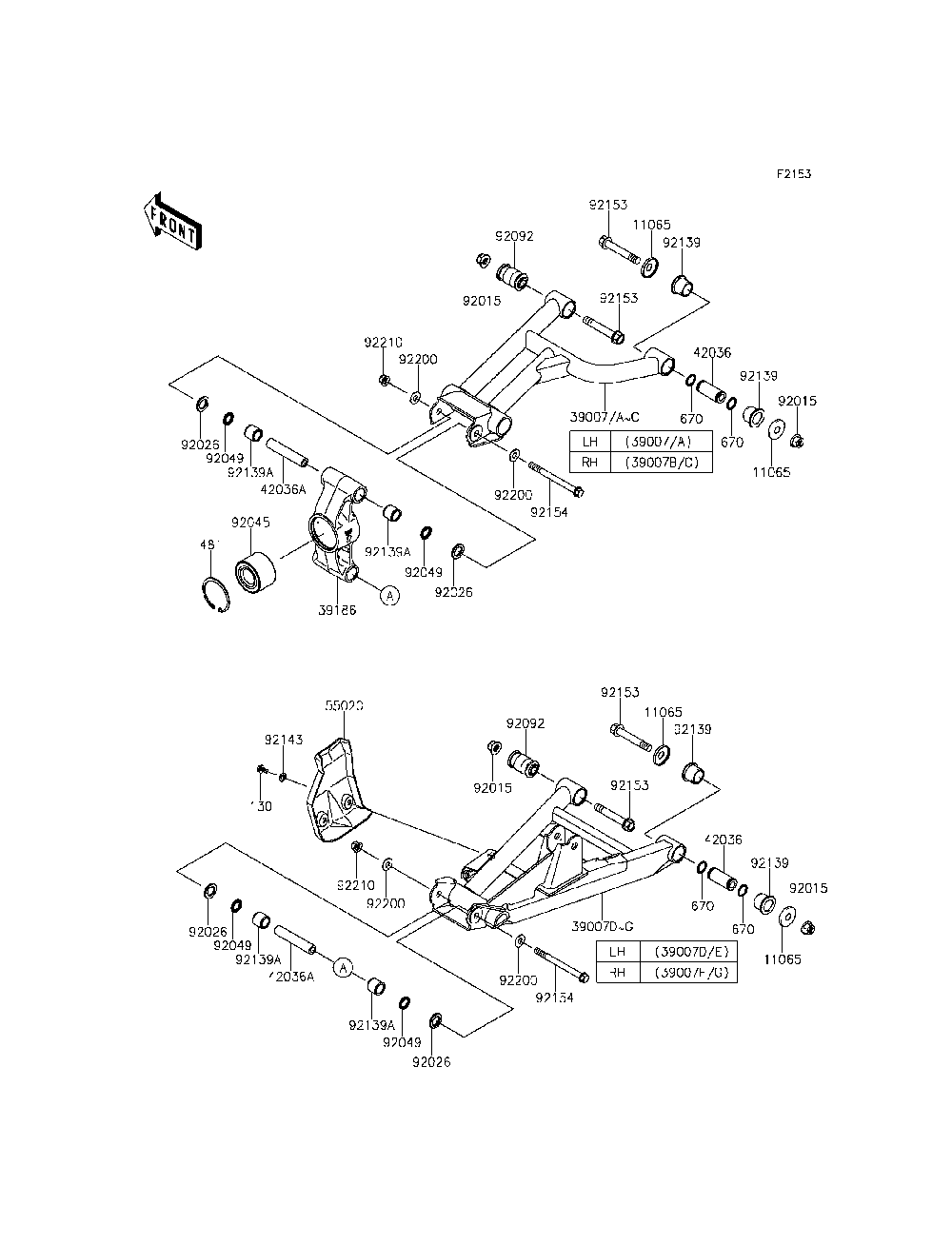 Rear Suspension Diagram and Parts List for KRF800CFF 2015 Kawasaki Lawn Tractor Accessories