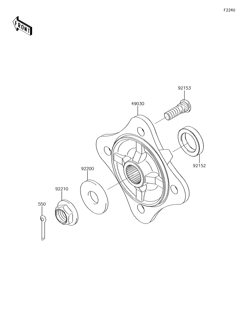 Rear Hubs/Brakes Diagram and Parts List for KRF800GJF 2018 Kawasaki Lawn Tractor Accessories