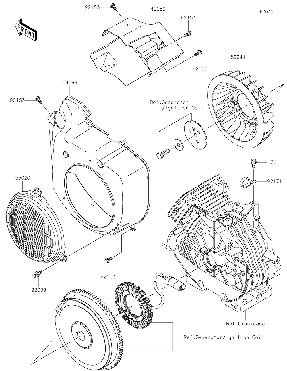 Cooling Diagram and Parts List for KAF400HHF 2017 Kawasaki Lawn Tractor Accessories