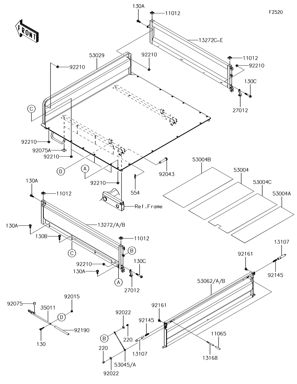 Carrier Diagram and Parts List for KAF620PGF 2016 Kawasaki Lawn Tractor Accessories