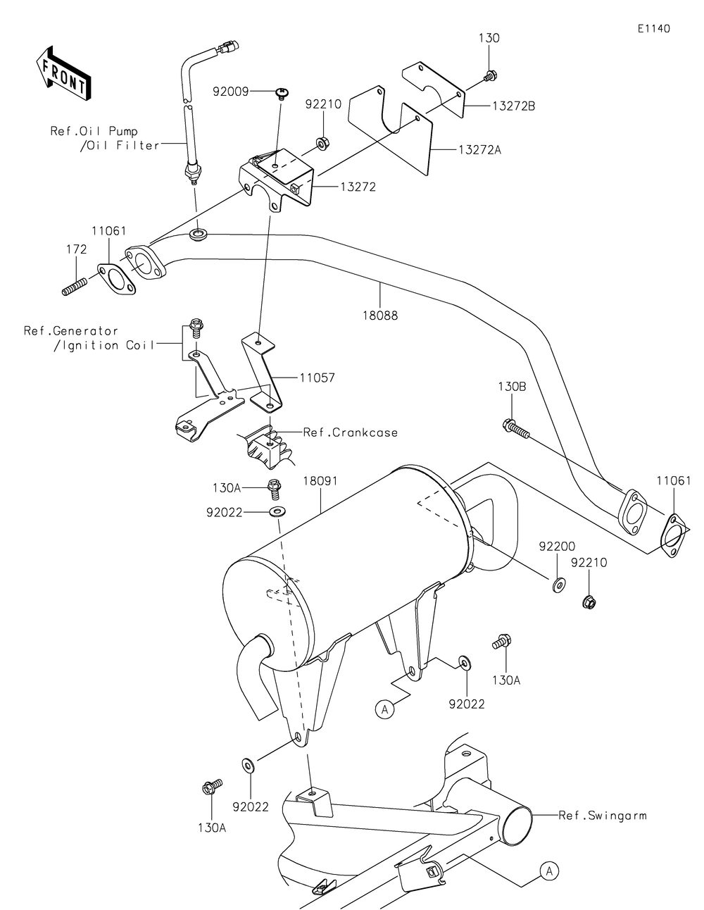 Muffler Diagram and Parts List for KAF400TKS 2019 Kawasaki Lawn Tractor Accessories
