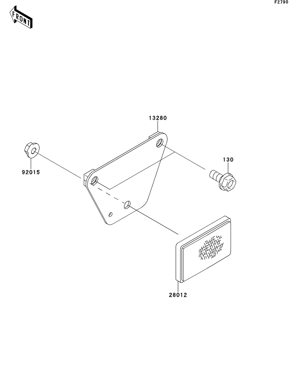 Reflectors Diagram and Parts List for KAF400BEF 2014 Kawasaki Lawn Tractor Accessories