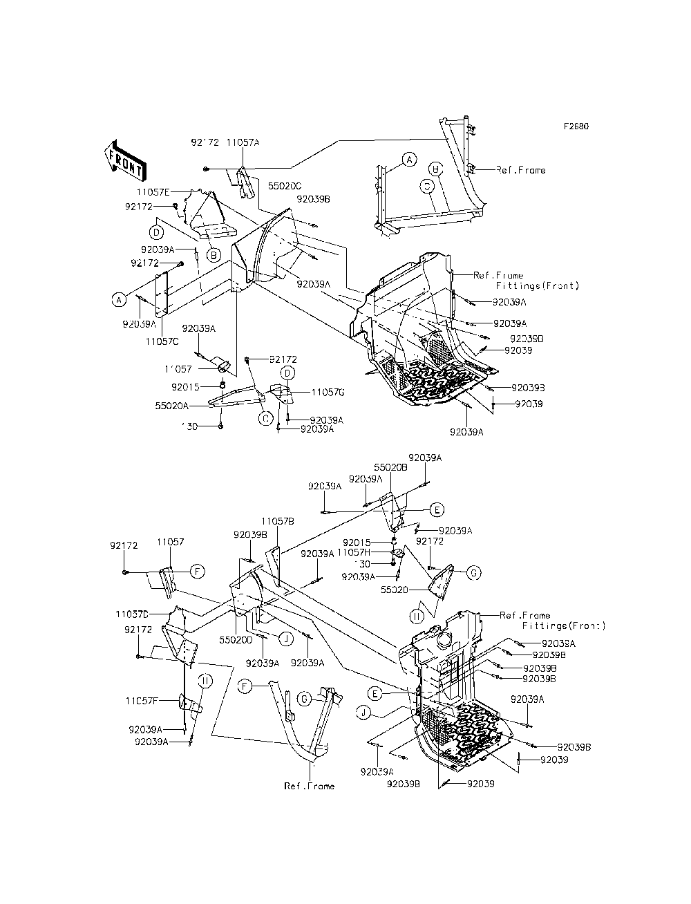 Guard Diagram and Parts List for KRT800CFF 2015 Kawasaki Lawn Tractor Accessories