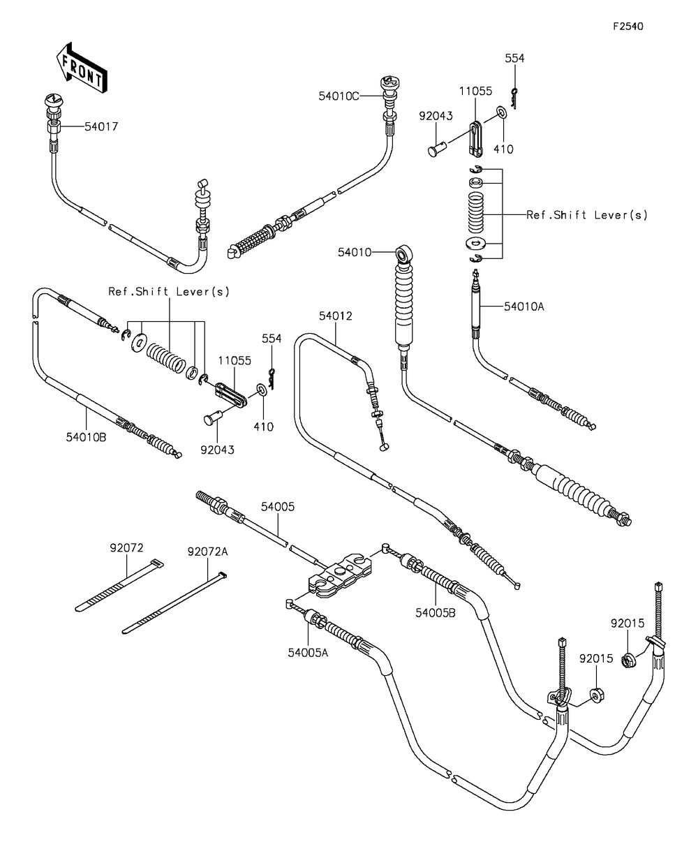 Cables Diagram and Parts List for KAF400FGF 2016 Kawasaki Lawn Tractor Accessories