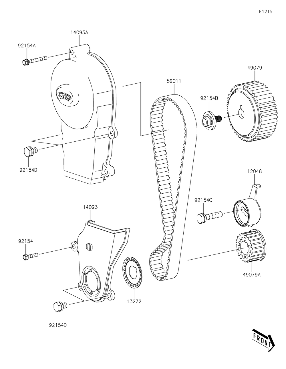 Timing Belt Diagram and Parts List for KAF820FNFNN 2022 Kawasaki Lawn Tractor Accessories