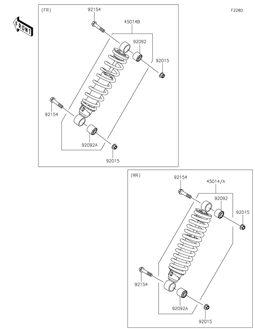 Shock Absorber Diagram and Parts List for KAF820AMFNL 2021 Kawasaki Lawn Tractor Accessories