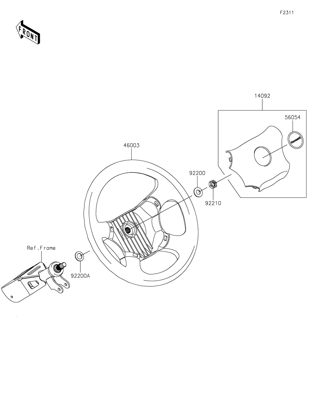 Steering Wheel Diagram and Parts List for KAF400RLS 2020 Kawasaki Lawn Tractor Accessories