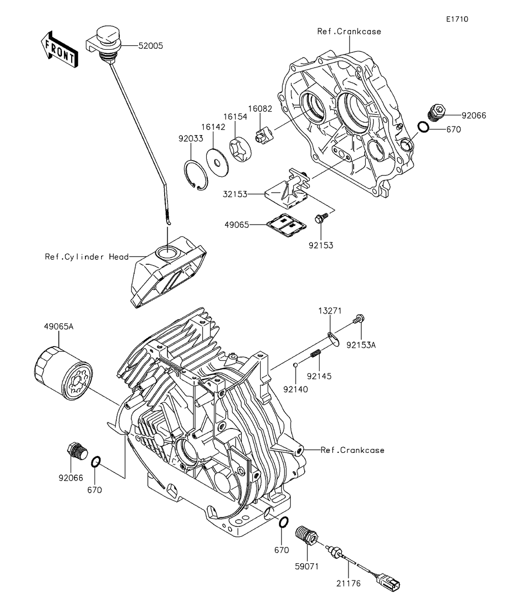 Oil Pump/Oil Filter Diagram and Parts List for KAF400EDF 2013 Kawasaki Lawn Tractor Accessories