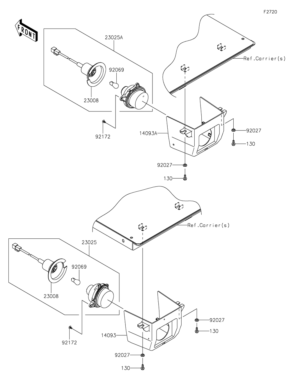 Taillight Diagram and Parts List for KAF820BMFNL 2021 Kawasaki Lawn Tractor Accessories