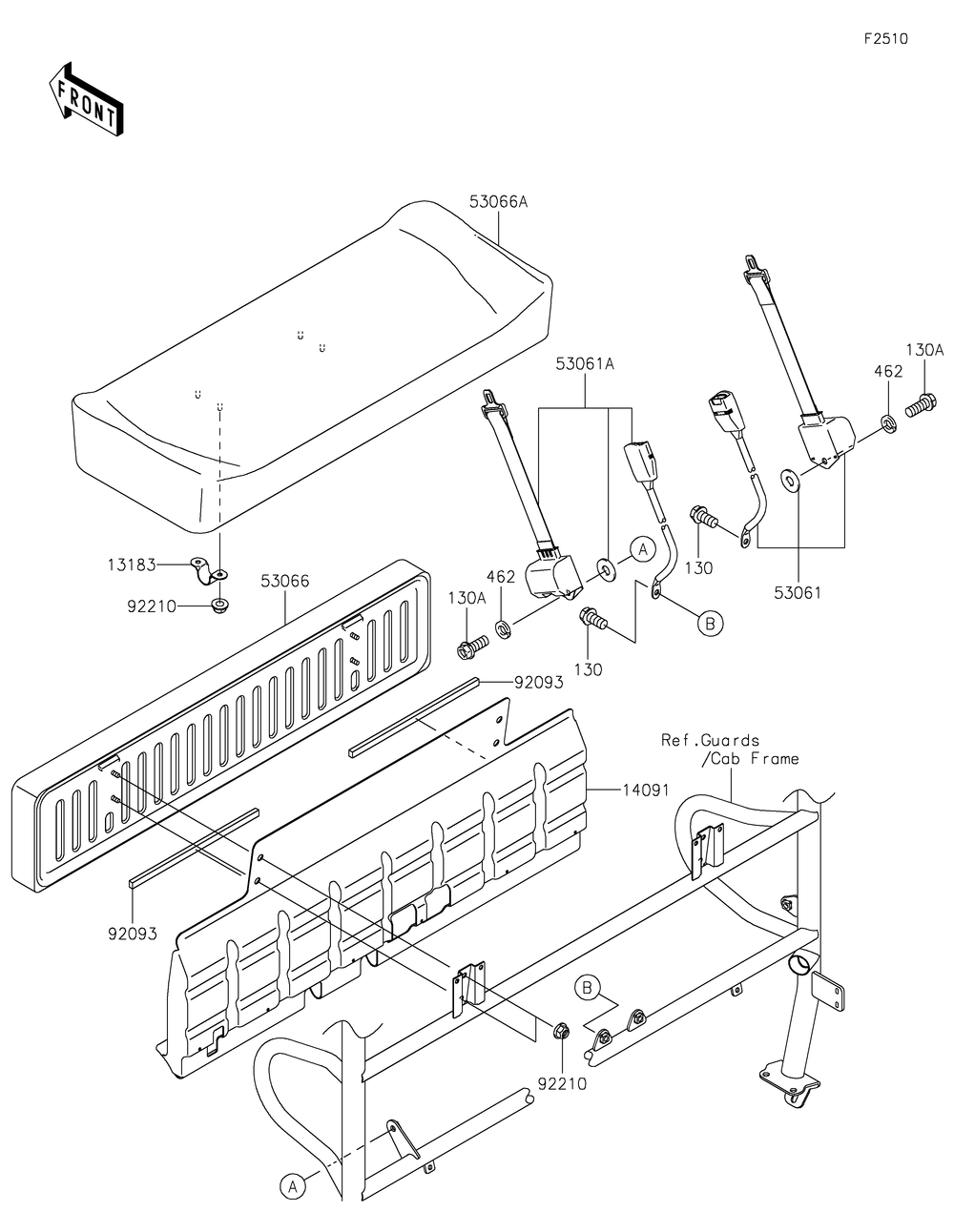 Seat Diagram and Parts List for KAF620PKF 2019 Kawasaki Lawn Tractor Accessories