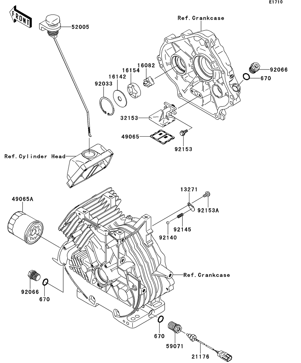 Oil Pump/Oil Filter Diagram and Parts List for KAF400DEF 2014 Kawasaki Lawn Tractor Accessories
