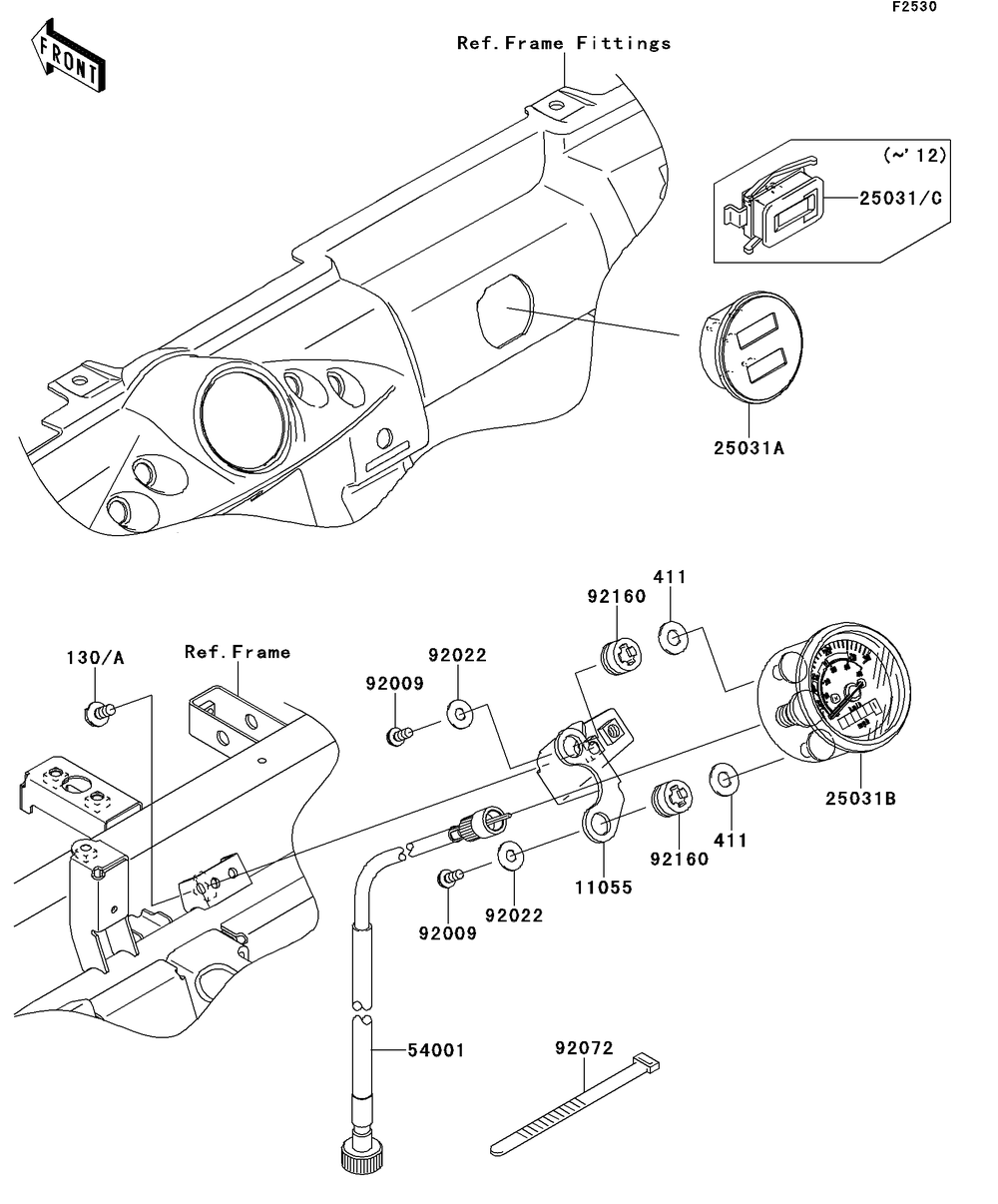 Meter Diagram and Parts List for KAF950GDF 2013 Kawasaki Lawn Tractor Accessories