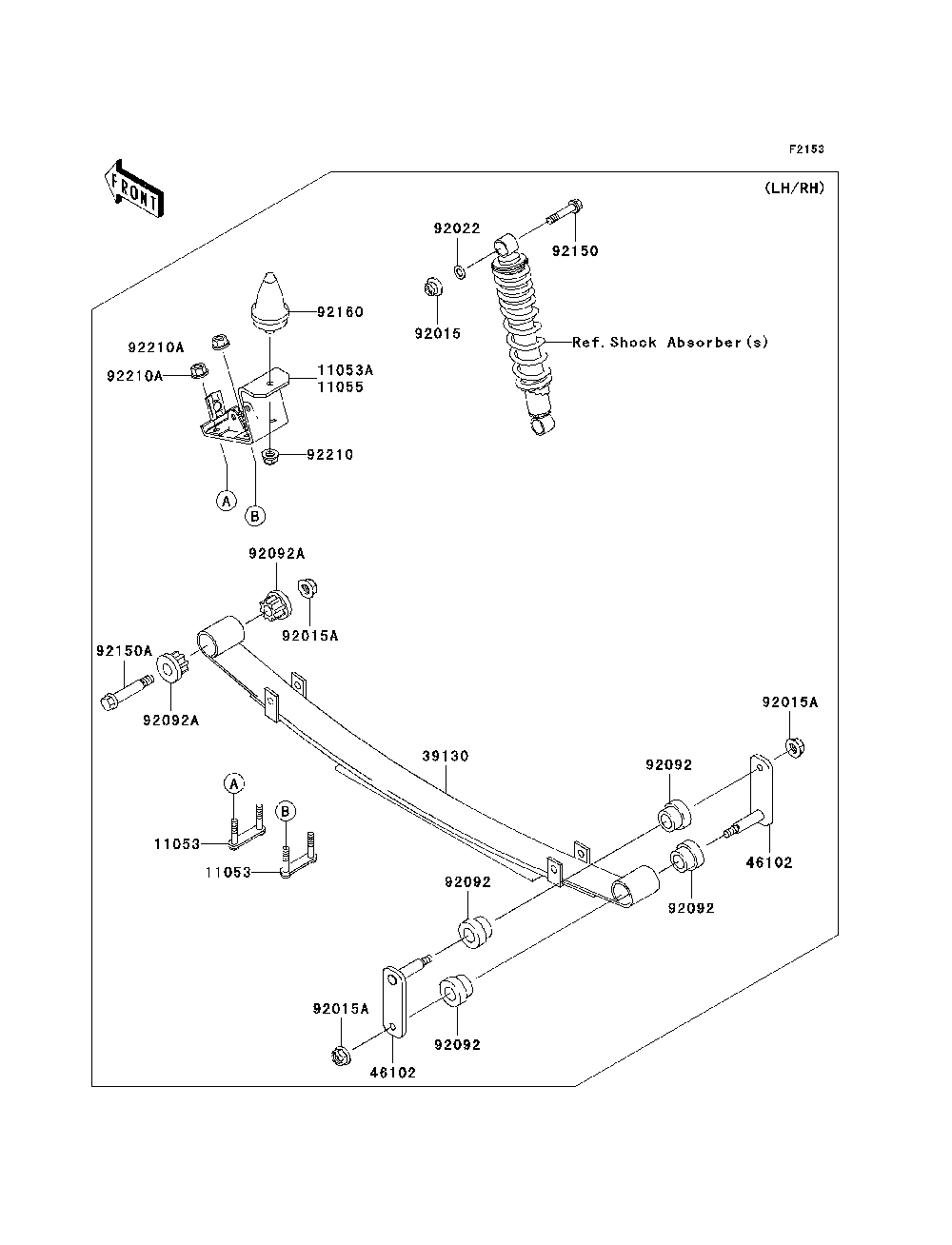 Rear Suspension Diagram and Parts List for KAF620K7F 2007 & Prior Kawasaki Lawn Tractor Accessories