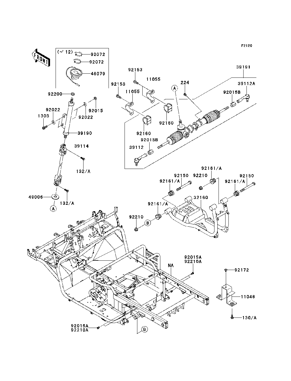 Frame Diagram and Parts List for KAF620PDF 2013 Kawasaki Lawn Tractor Accessories