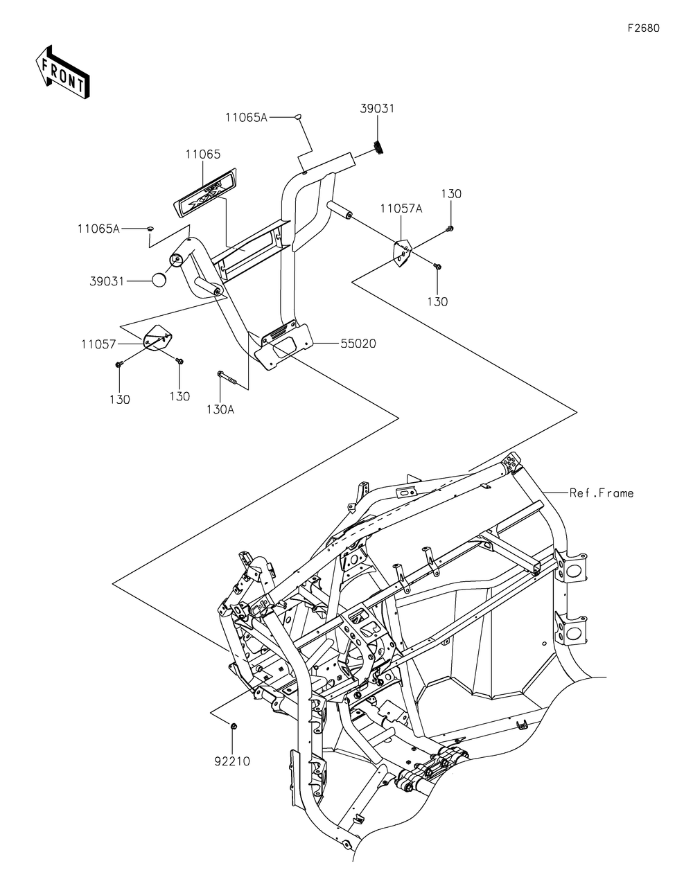 Guard Diagram and Parts List for KRF1000DPFNL 2023 Kawasaki Lawn Tractor Accessories