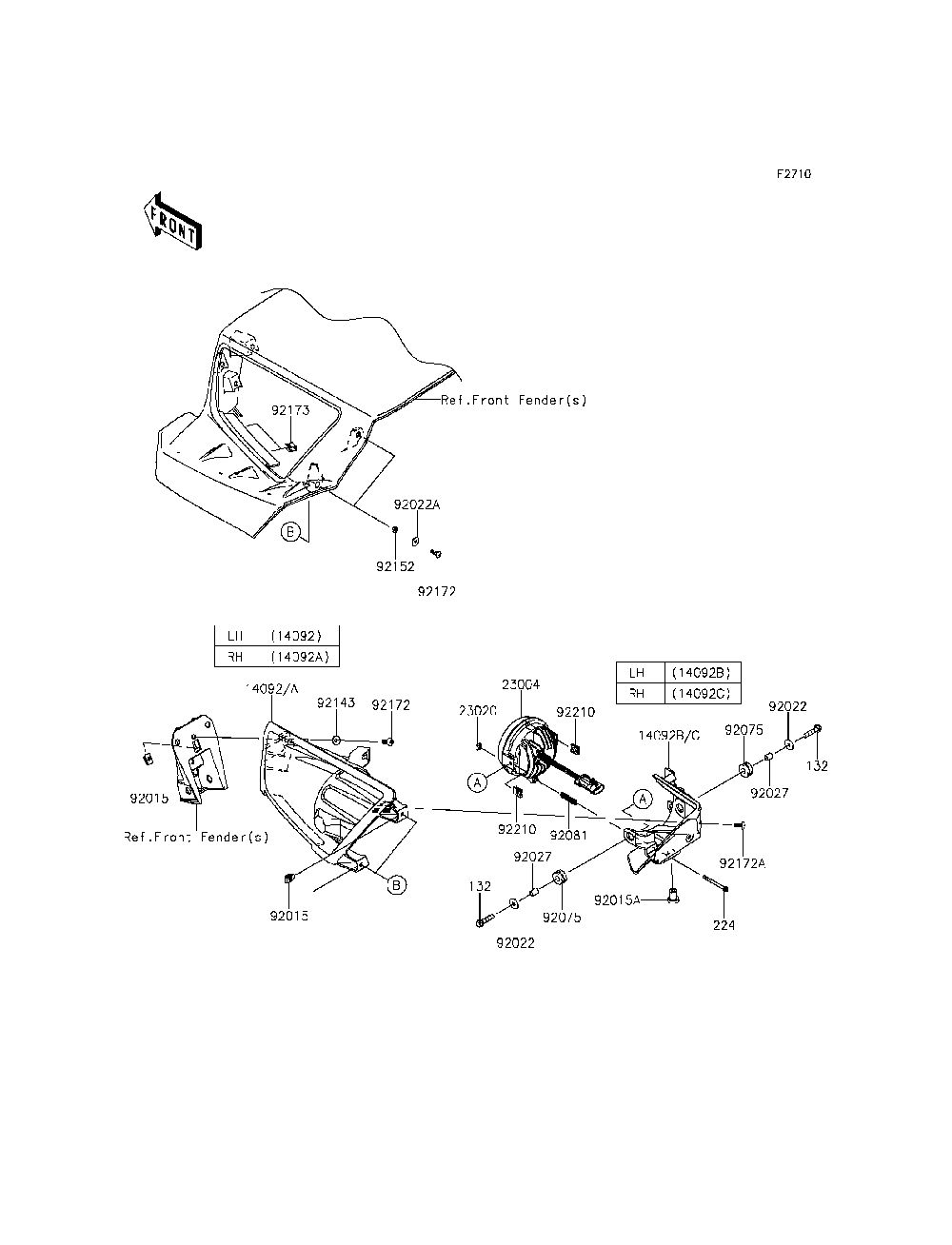 Headlight Diagram and Parts List for KRT800CFF 2015 Kawasaki Lawn Tractor Accessories