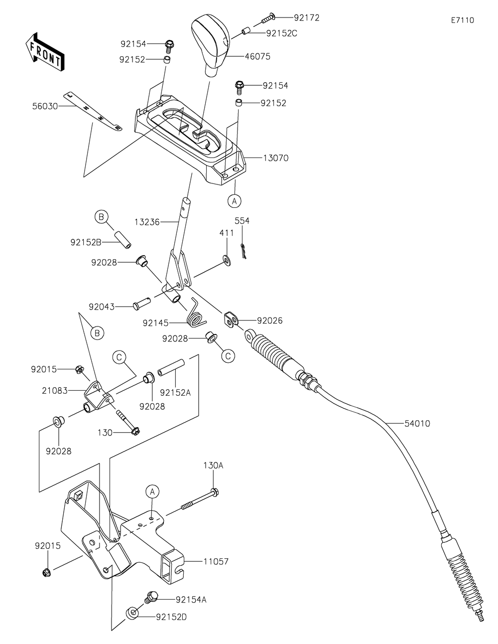 Control Diagram and Parts List for KRF800JNFNL 2022 Kawasaki Lawn Tractor Accessories