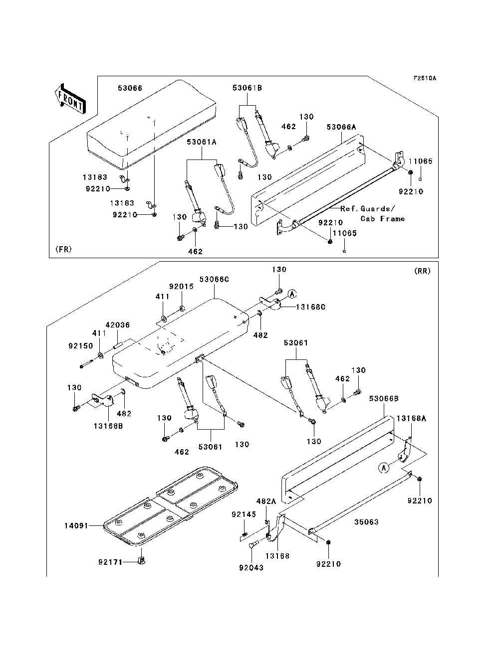 Seat Diagram and Parts List for KAF620K7F 2007 & Prior Kawasaki Lawn Tractor Accessories