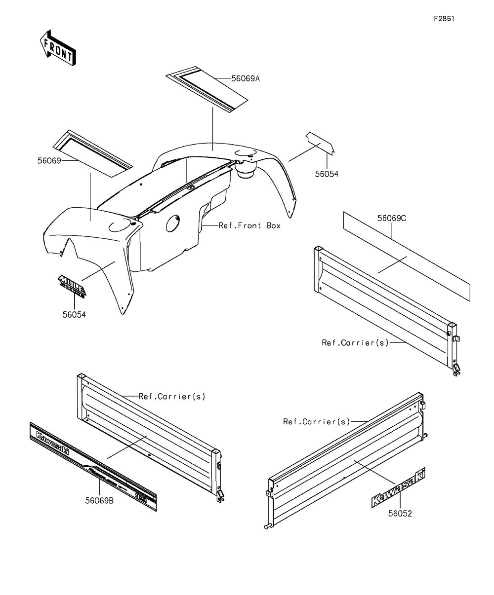 Decals(Black)(Fef) Diagram and Parts List for KAF400FEF 2014 Kawasaki Lawn Tractor Accessories