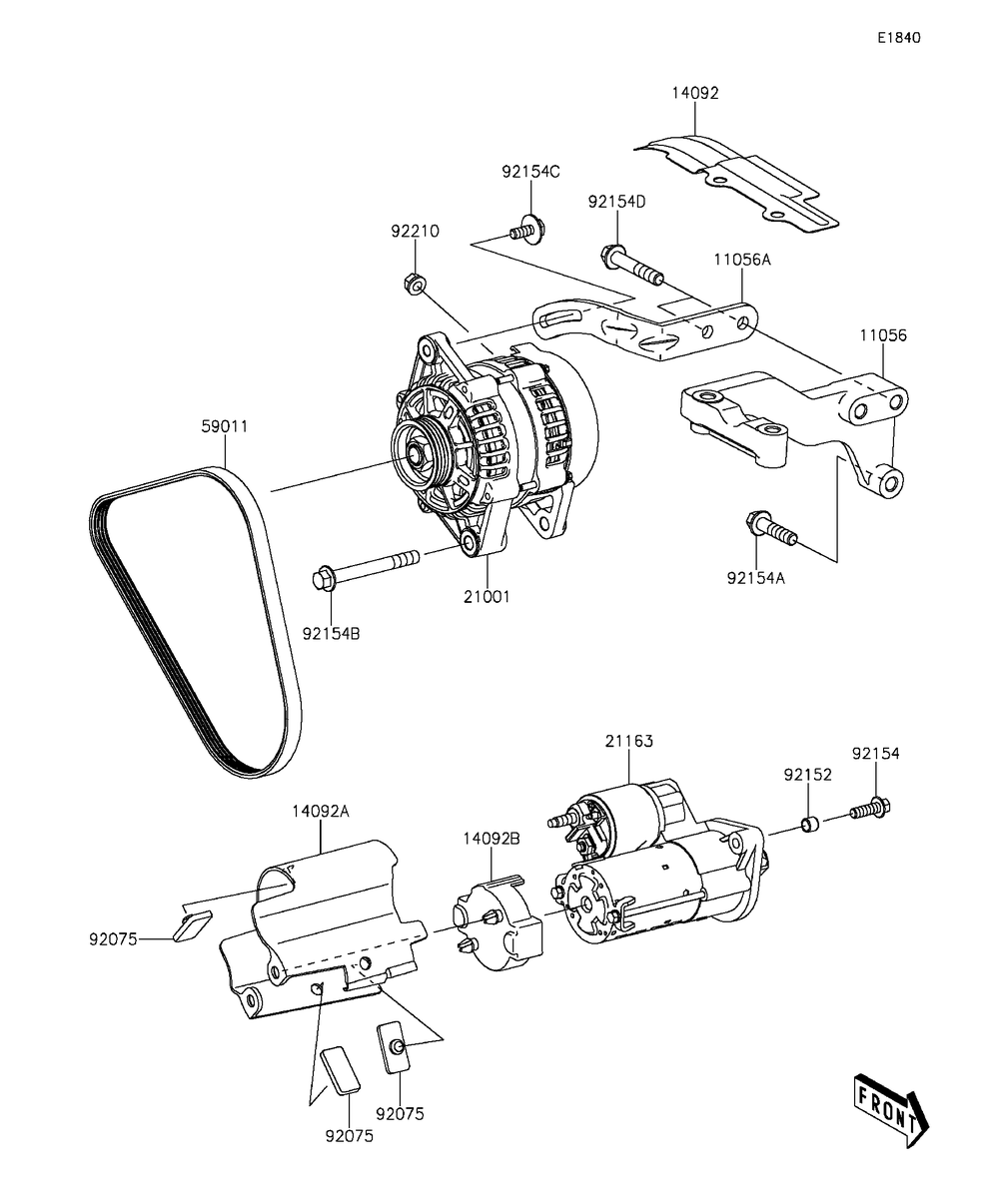 Starter Motor Diagram and Parts List for KAF820BGF 2016 Kawasaki Lawn Tractor Accessories