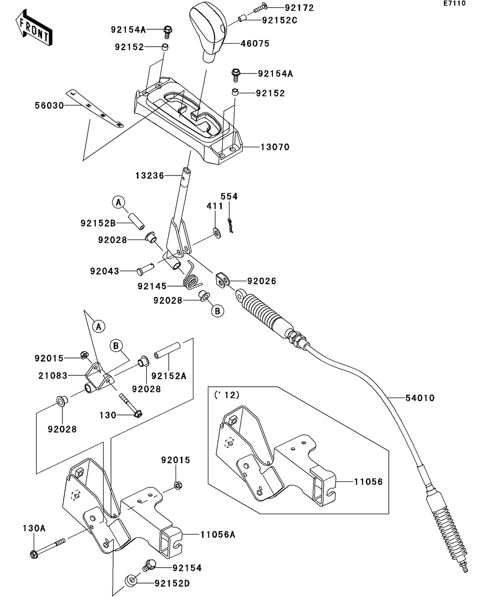 Control Diagram and Parts List for KRT750ACF 2012 Kawasaki Lawn Tractor Accessories