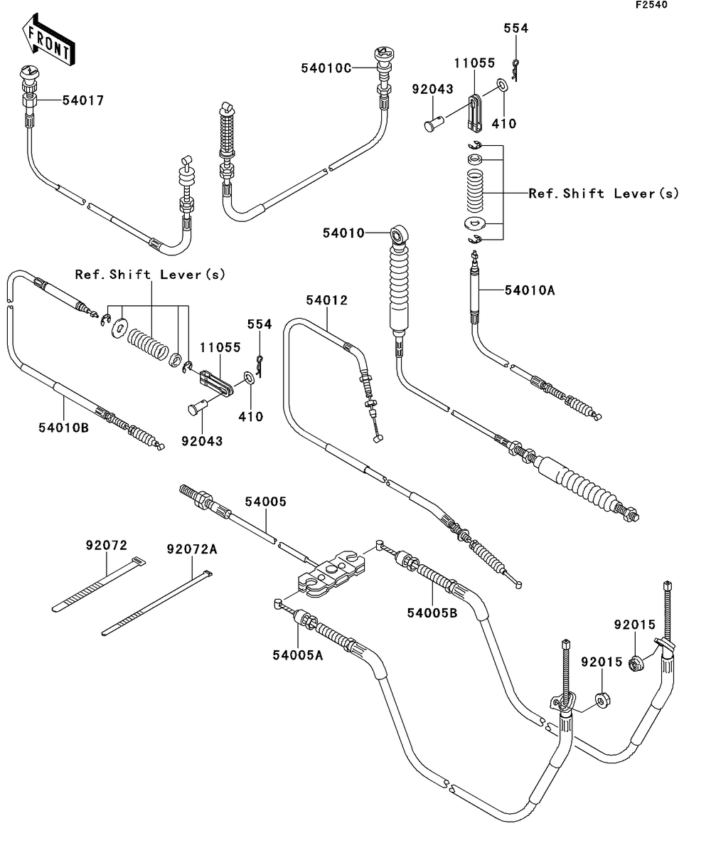 Cables Diagram and Parts List for KAF400AFF 2015 Kawasaki Lawn Tractor Accessories