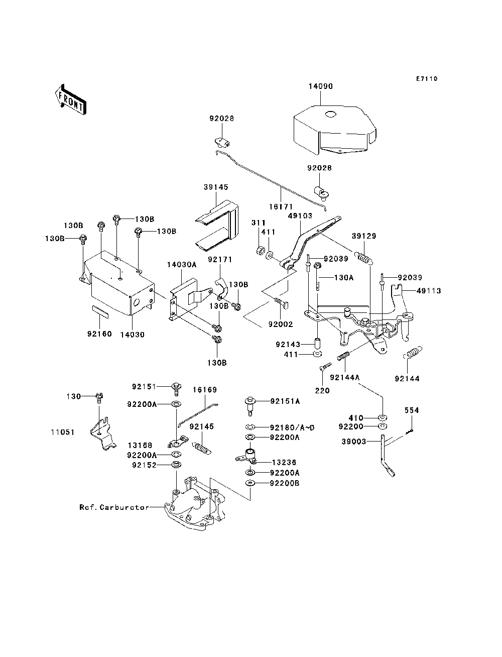 Control Diagram and Parts List for KAF620G7F 2007 & Prior Kawasaki Lawn Tractor Accessories