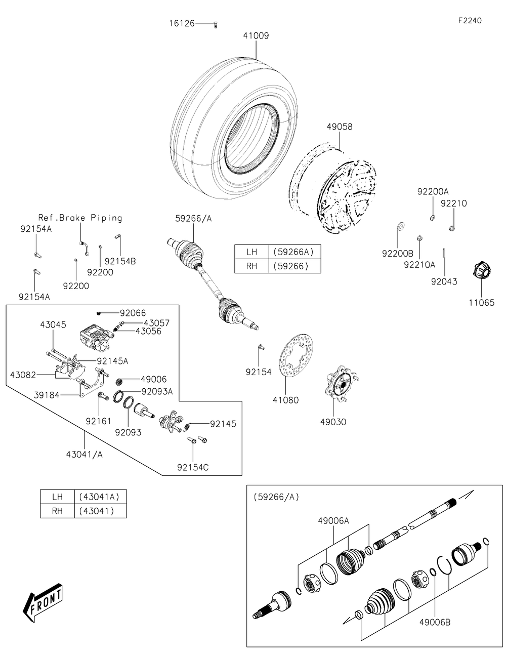Rear Hubs/Brakes Diagram and Parts List for KAF700CMFNN 2021 Kawasaki Lawn Tractor Accessories