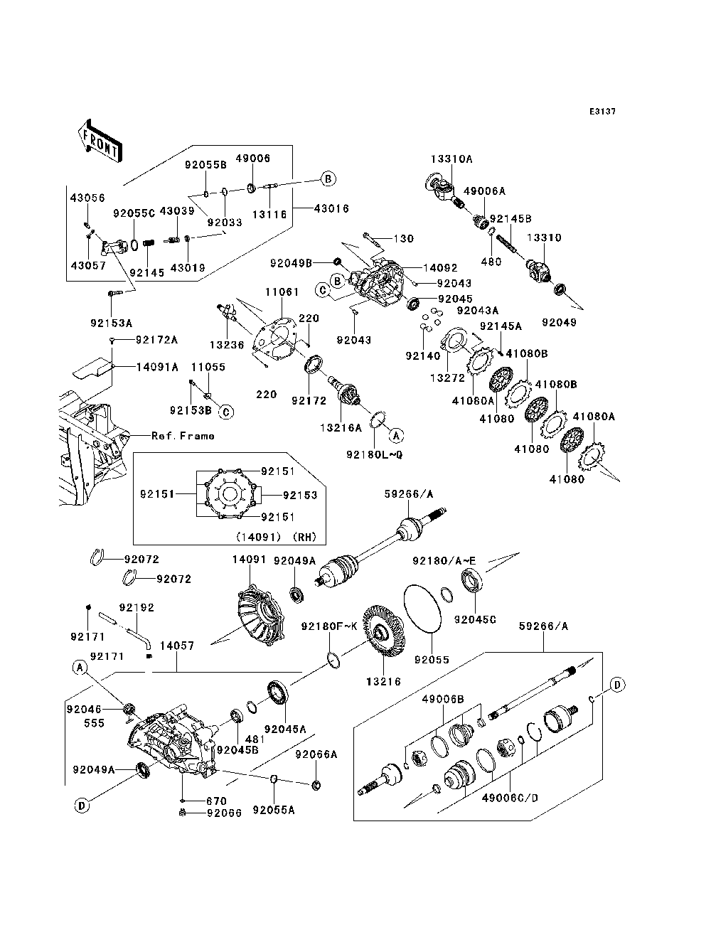 Drive Shaft-Rear Diagram and Parts List for KRF750RDF 2013 Kawasaki Lawn Tractor Accessories