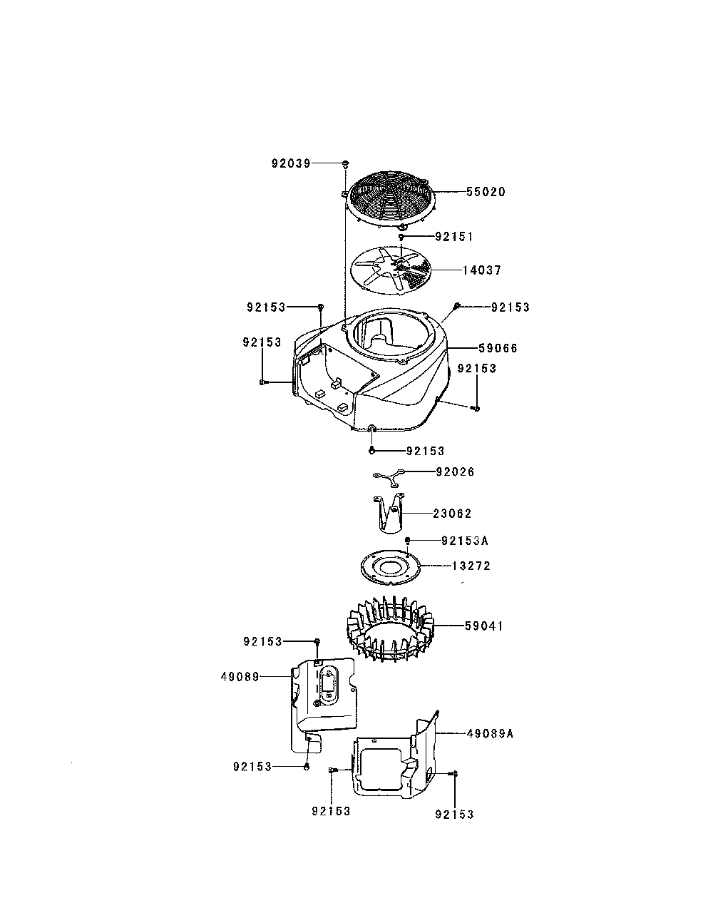 Cooling equipment Diagram and Parts List for FR691V-AS29  Kawasaki Engine