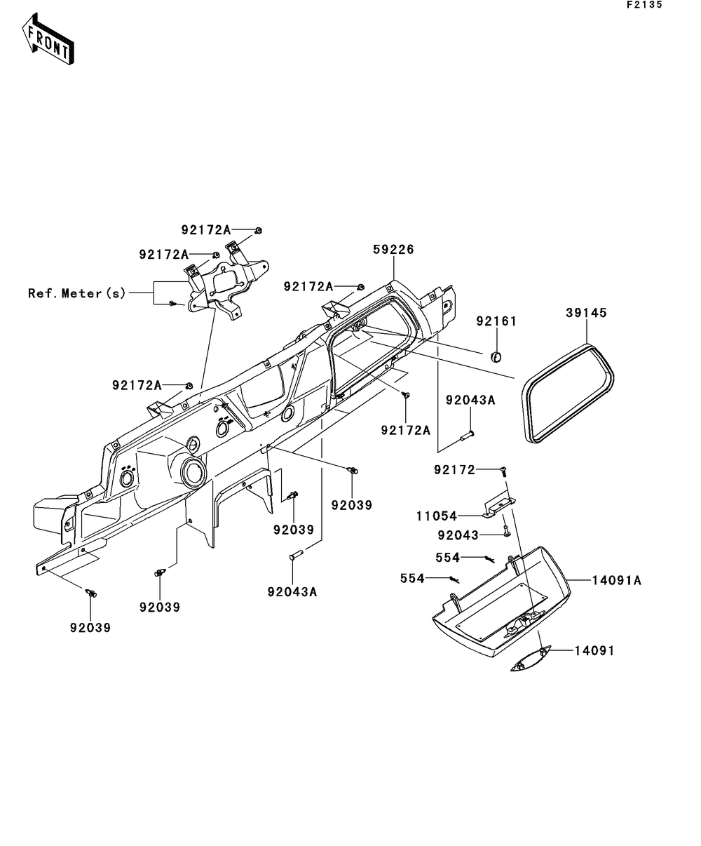 Front Box Diagram and Parts List for KRT750DCF 2012 Kawasaki Lawn Tractor Accessories