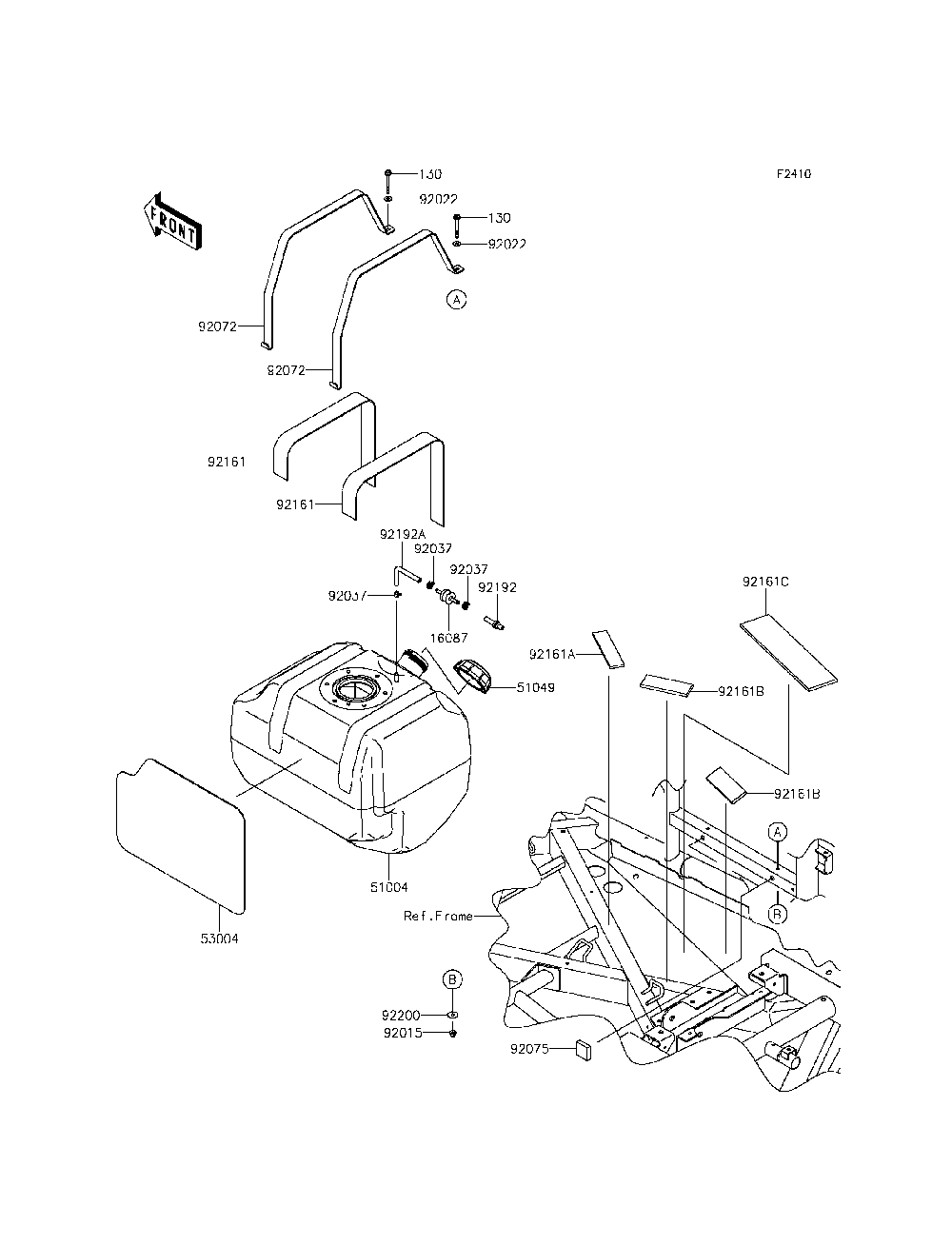 Fuel Tank Diagram and Parts List for KRT800CFF 2015 Kawasaki Lawn Tractor Accessories