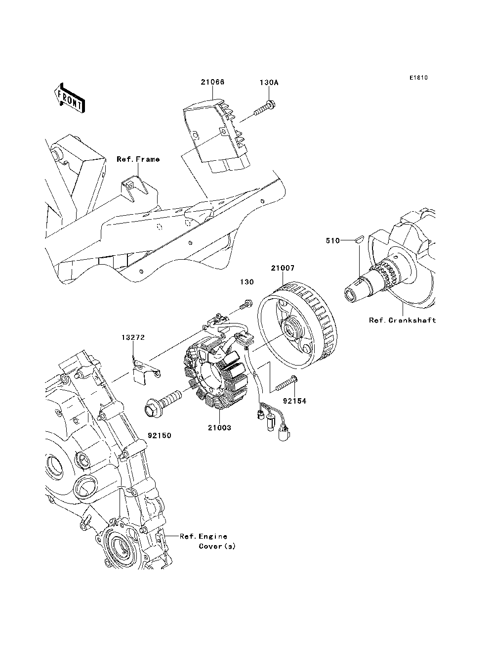 Generator Diagram and Parts List for KRT800BEF 2014 Kawasaki Lawn Tractor Accessories