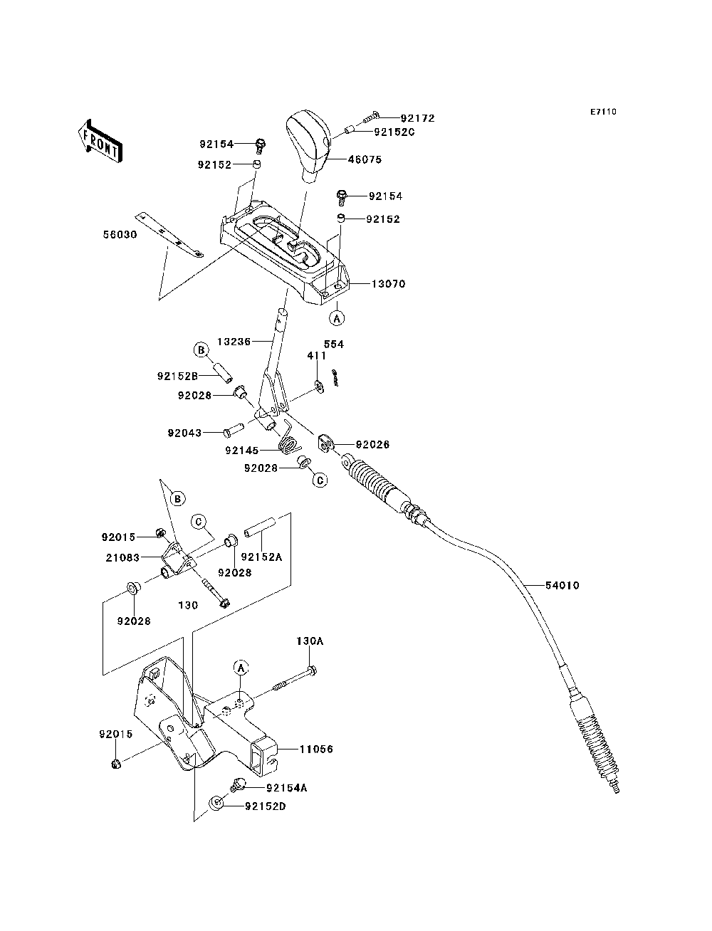 Control Diagram and Parts List for KRT800BEF 2014 Kawasaki Lawn Tractor Accessories