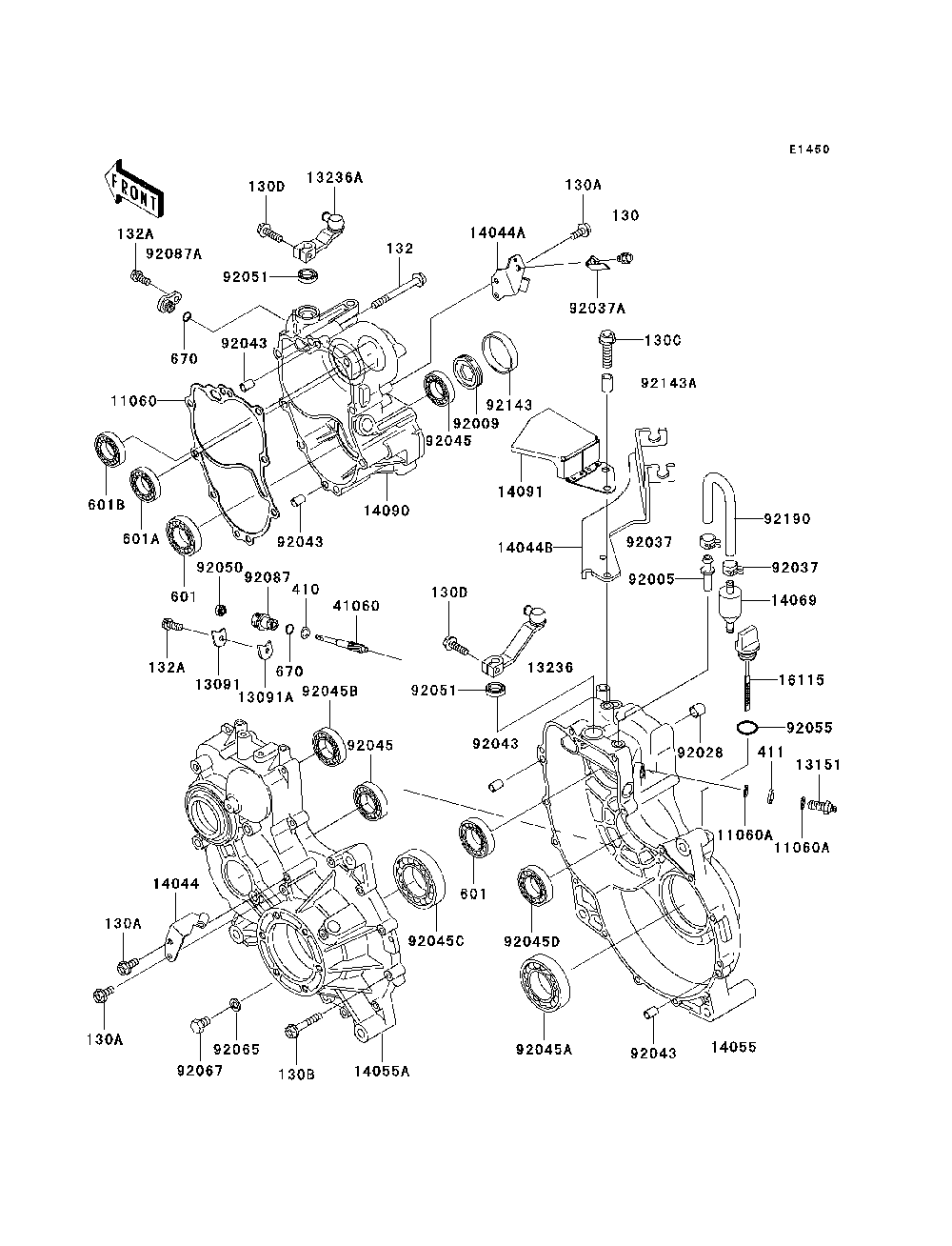 Gear Box Diagram and Parts List for KAF950C7F 2007 & Prior Kawasaki Lawn Tractor Accessories