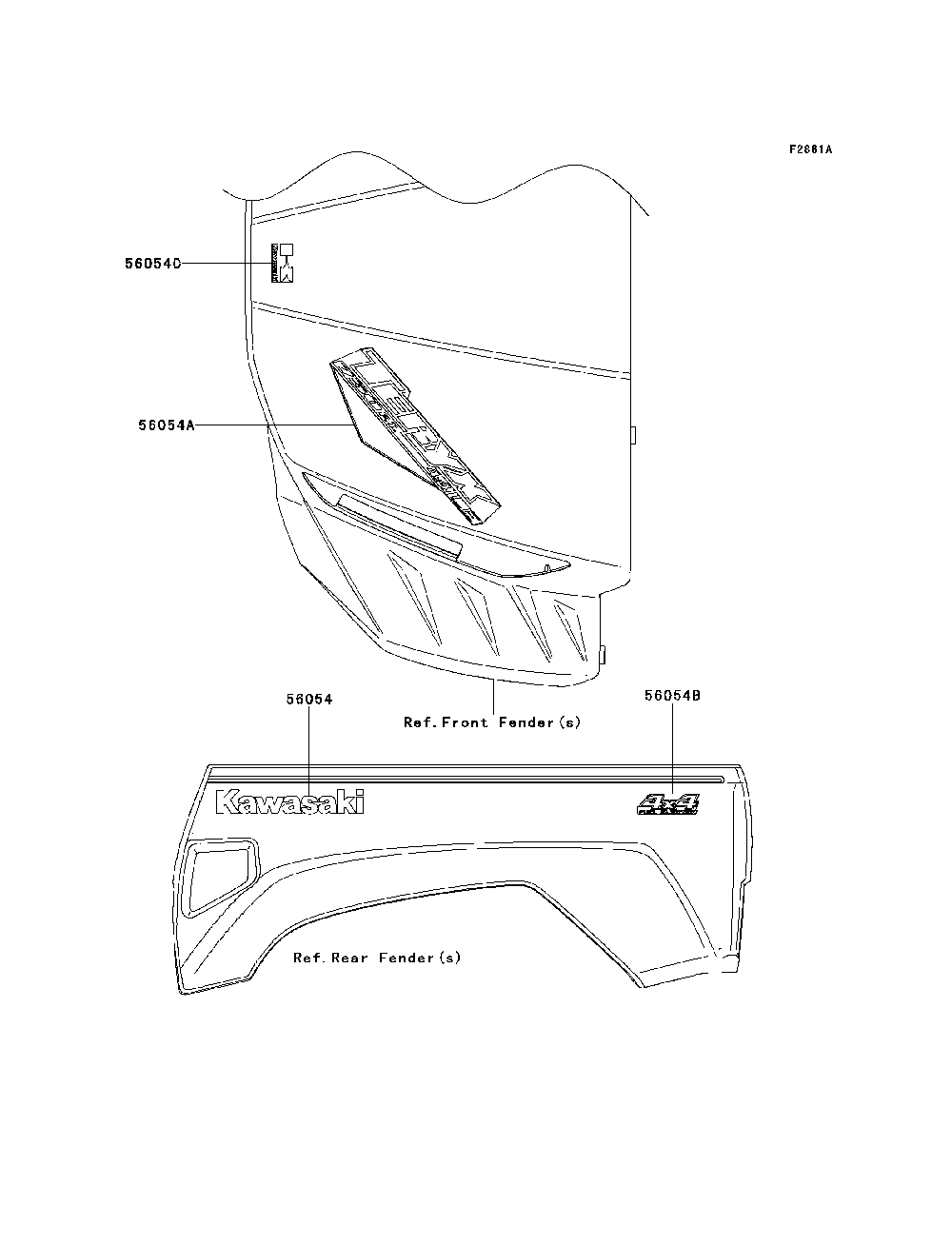 Decals(Rcs) Diagram and Parts List for KRF750RCS 2012 Kawasaki Lawn Tractor Accessories