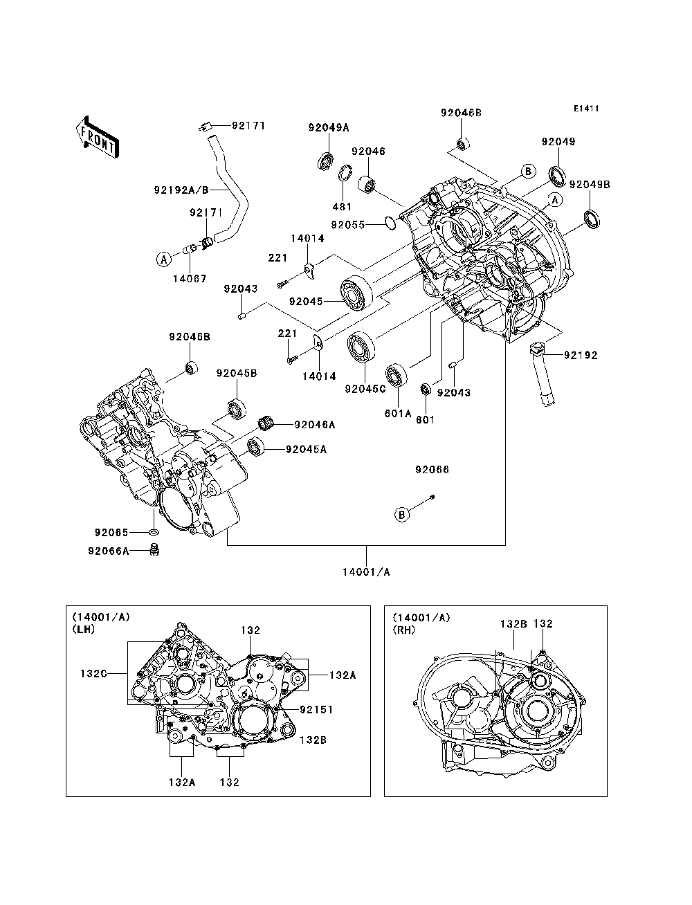 Crankcase Diagram and Parts List for KRF750RCS 2012 Kawasaki Lawn Tractor Accessories