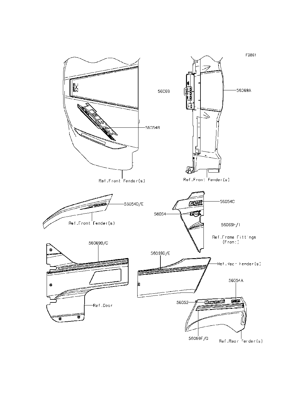 Decals Diagram and Parts List for KRF800BFF 2015 Kawasaki Lawn Tractor Accessories