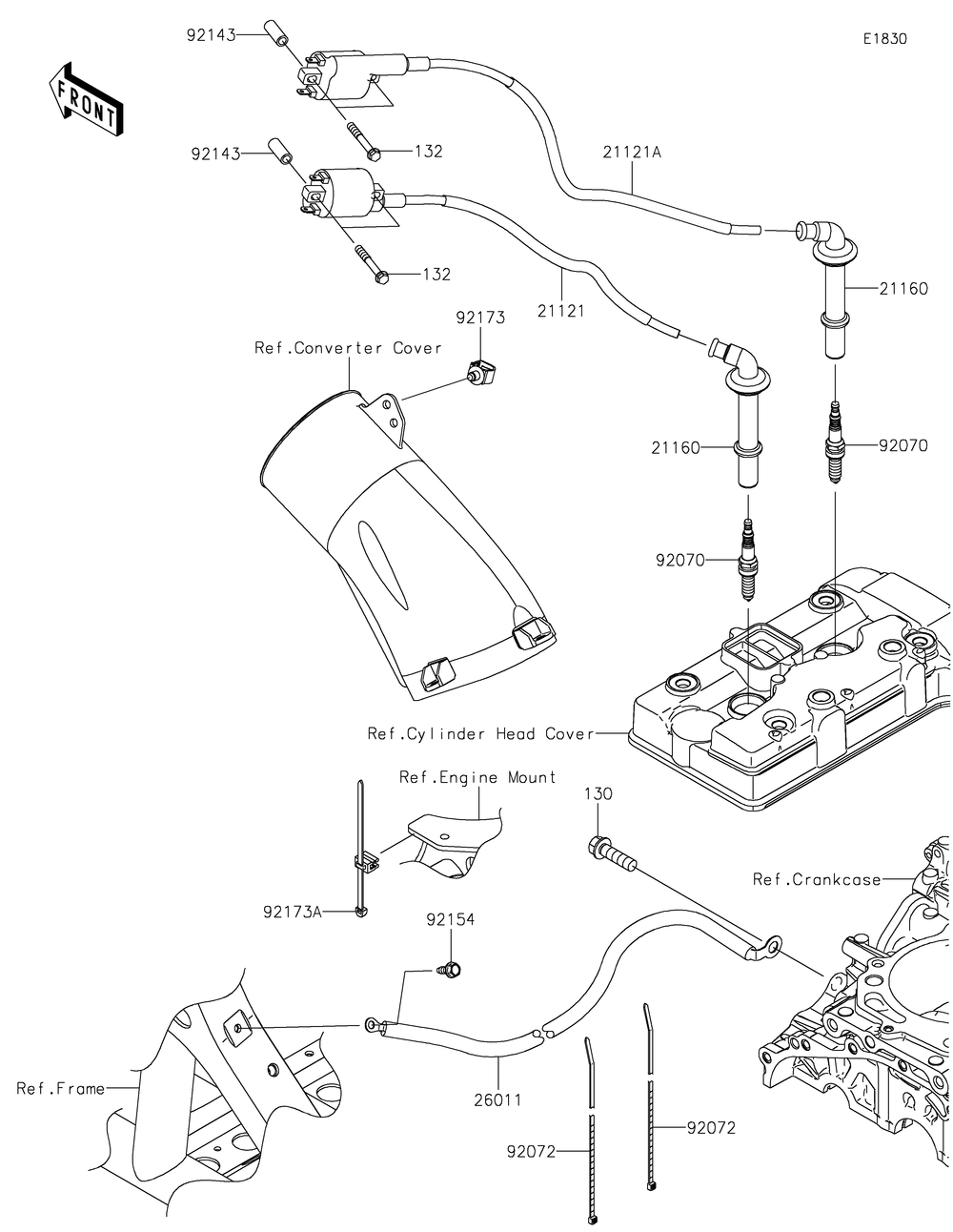 Ignition System Diagram and Parts List for KRT1000BPFNL 2023 Kawasaki Lawn Tractor Accessories