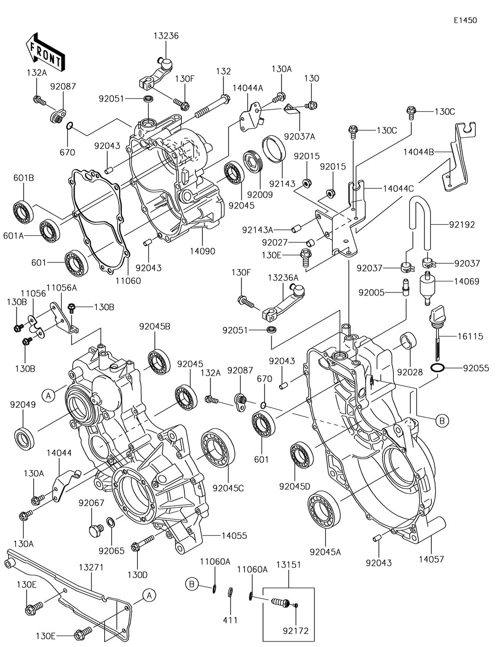 Gear Box Diagram and Parts List for KAF620RHF 2017 Kawasaki Lawn Tractor Accessories