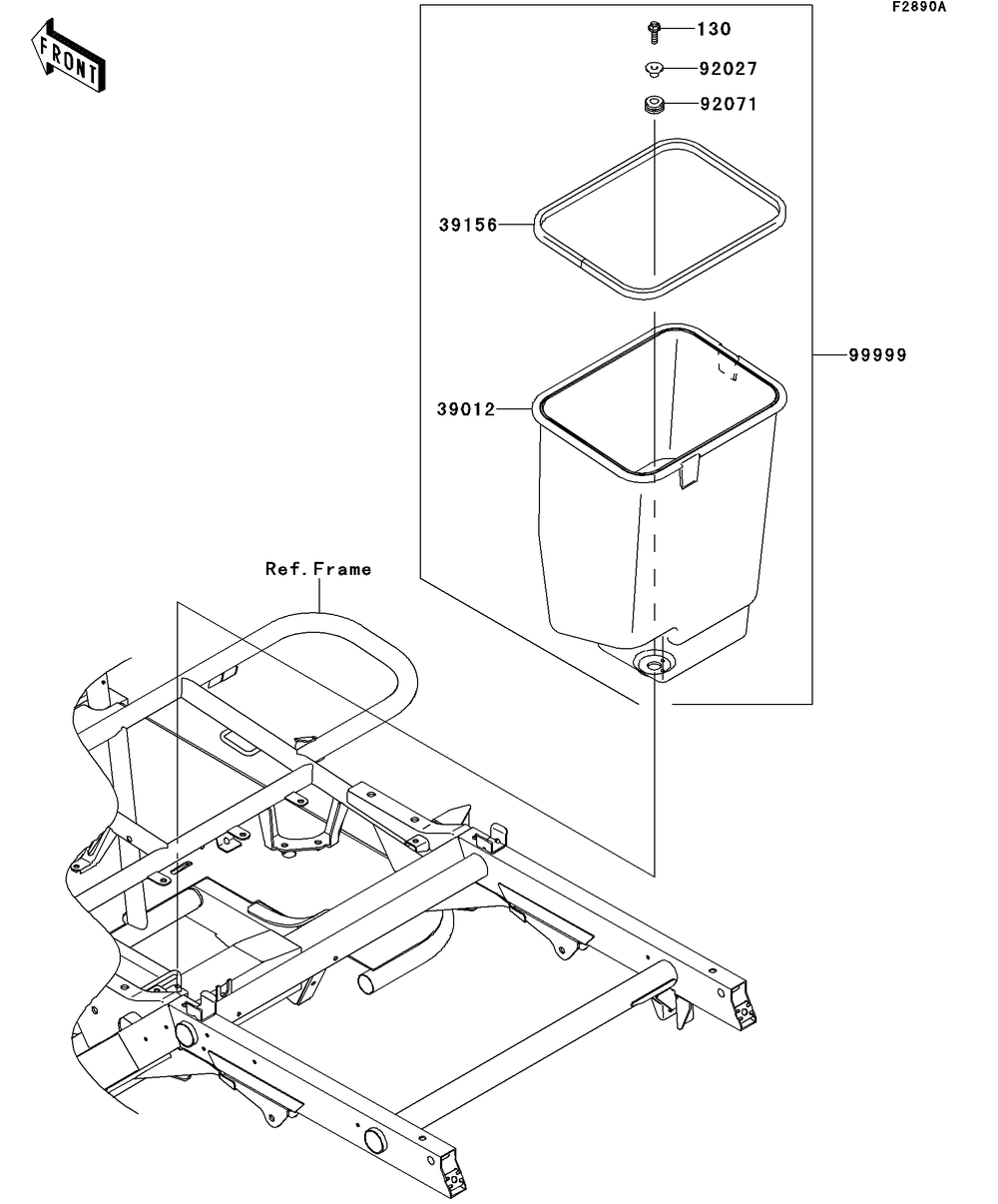 Optional Parts(Frame) Diagram and Parts List for KAF400DEF 2014 Kawasaki Lawn Tractor Accessories