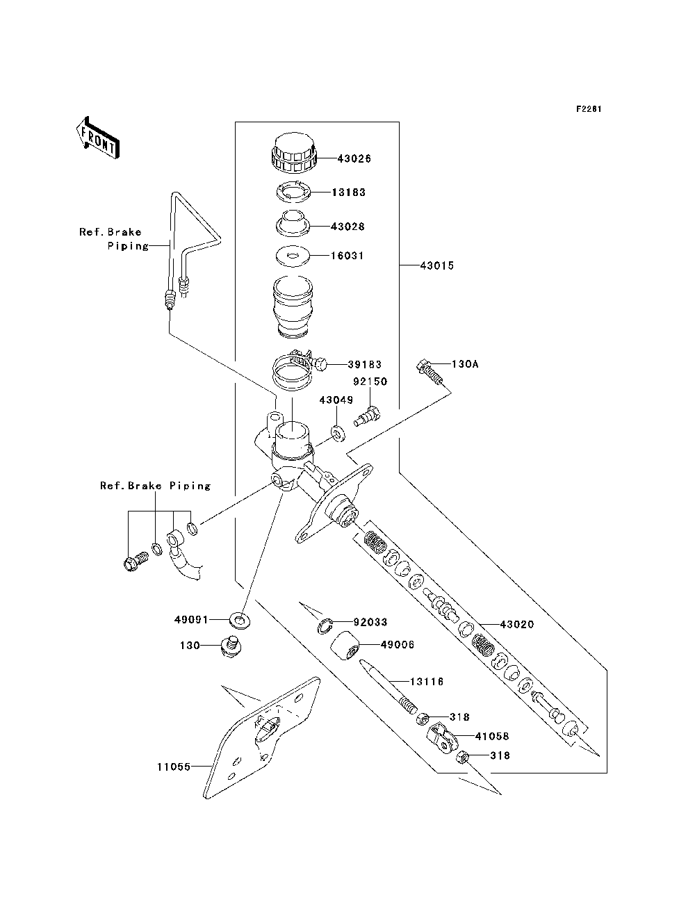 Master Cylinder Diagram and Parts List for KRF750NCS 2012 Kawasaki Lawn Tractor Accessories