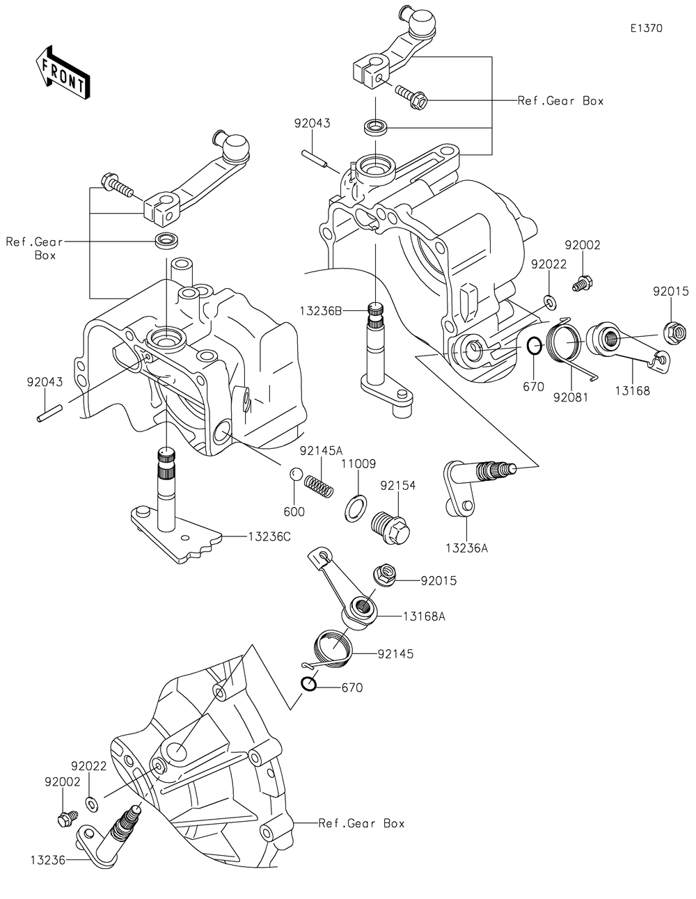 Gear Change Mechanism Diagram and Parts List for KAF620SMFNN 2021 Kawasaki Lawn Tractor Accessories