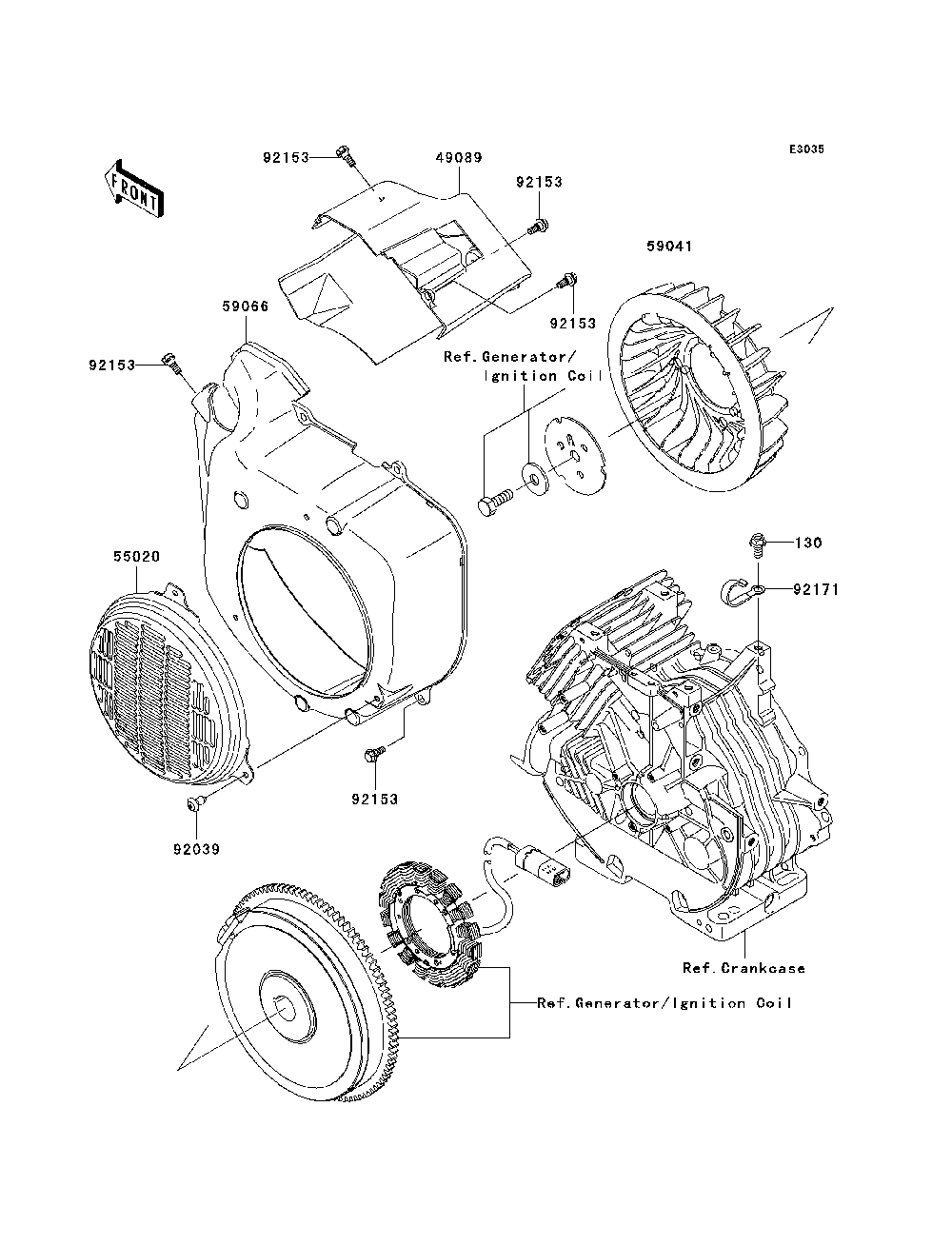Cooling Diagram and Parts List for KAF400A7F 2007 & Prior Kawasaki Lawn Tractor Accessories