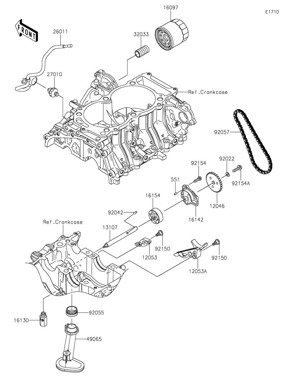 Oil Pump/Oil Filter Diagram and Parts List for KRT1000BPFNL 2023 Kawasaki Lawn Tractor Accessories