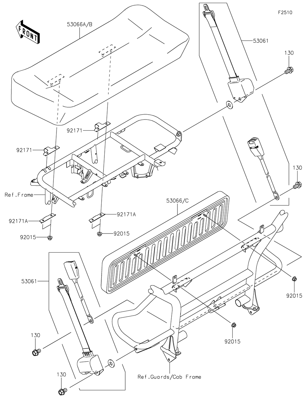 Seat Diagram and Parts List for KAF400TNFNN 2022 Kawasaki Lawn Tractor Accessories
