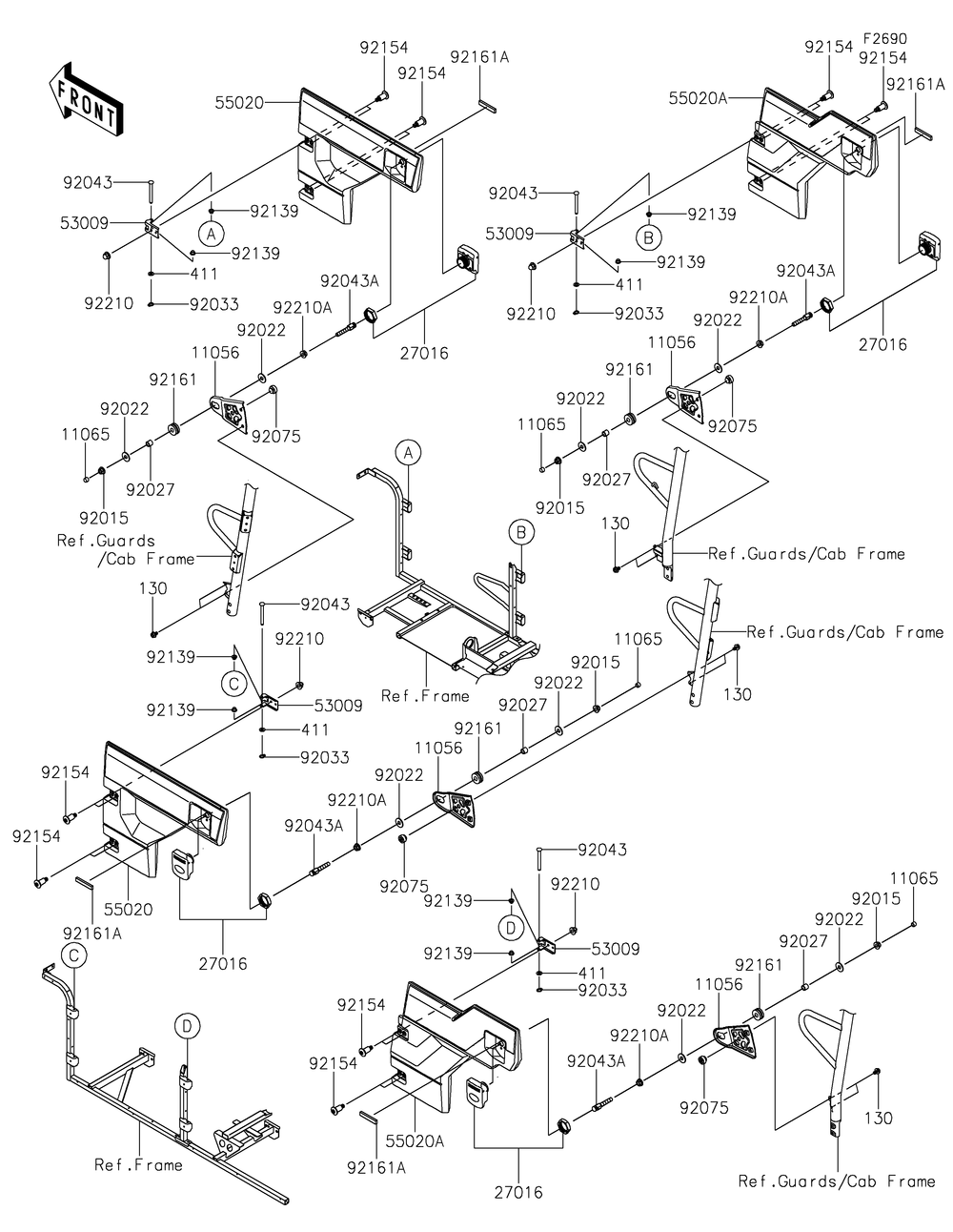 Door Diagram and Parts List for KAF820BMFNL 2021 Kawasaki Lawn Tractor Accessories