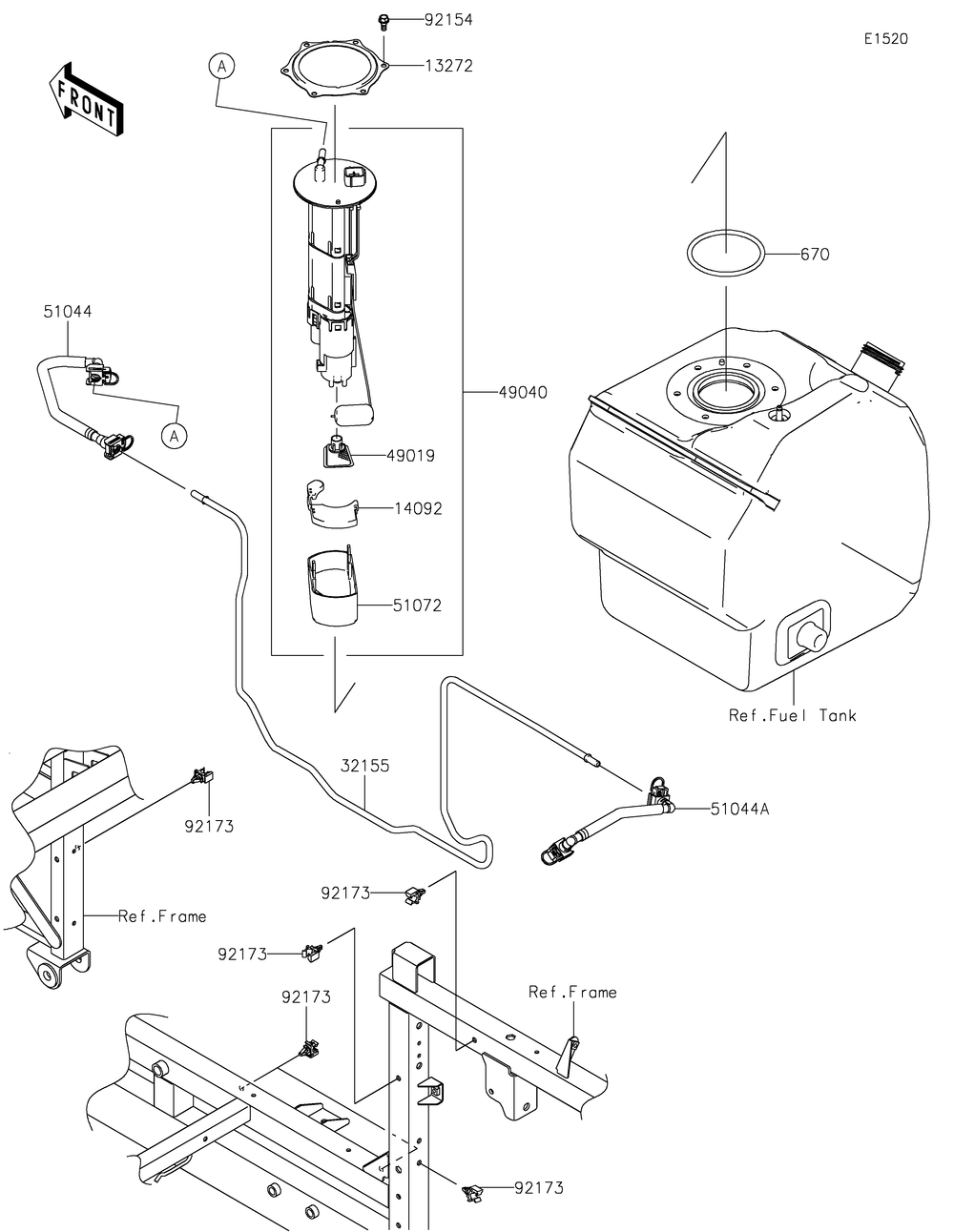 Fuel Pump Diagram and Parts List for KAF820BMFNL 2021 Kawasaki Lawn Tractor Accessories